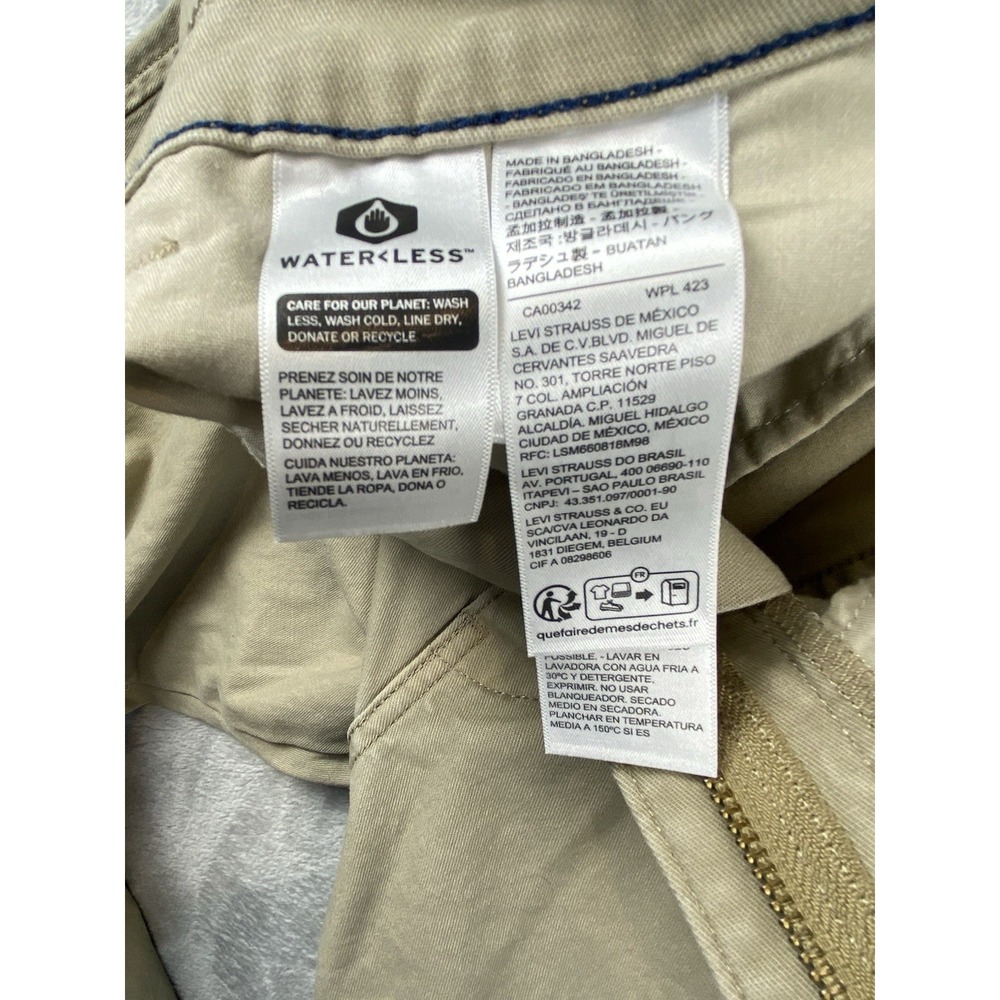Levis XX Chino Pants Mens 38x30 Khaki Standard Taper WaterLess Casual Workwear - Picture 6 of 12
